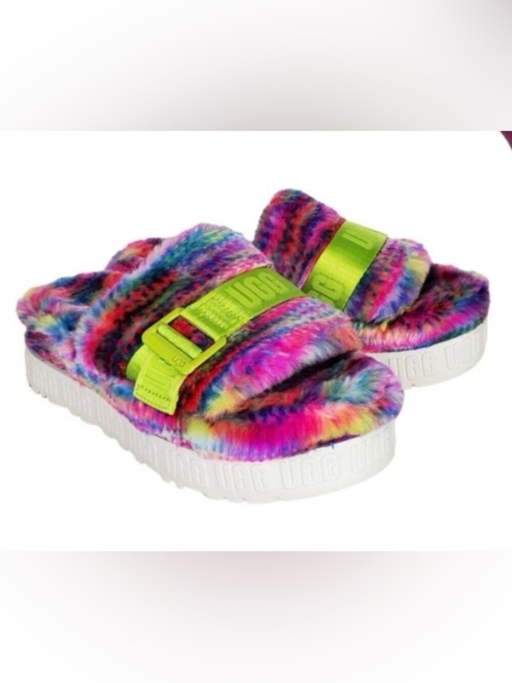 UGG Women's FLUFFITA Pixelate Slipper, Pixelate White, Size 7